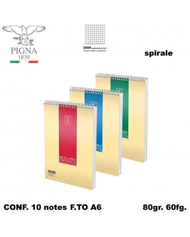 PIGNASTYL NOTES SPIRALE A6 60FG. BLOCCO-5M-10X15 [10PZ]