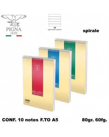 PIGNASTYL NOTES SPIRALE A5 60FG. BLOCCO-1R-15X21 [10PZ]