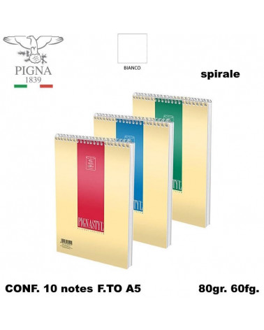 PIGNASTYL NOTES SPIRALE A5 60FG. BLOCCO-BIANCO 15X21 [10PZ]