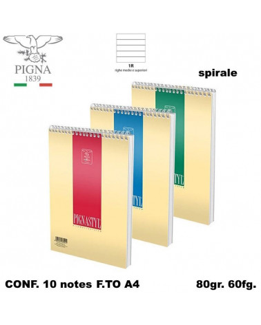PIGNASTYL NOTES SPIRALE A4 60FG. BLOCCO-1R-21X29.7 [10PZ]