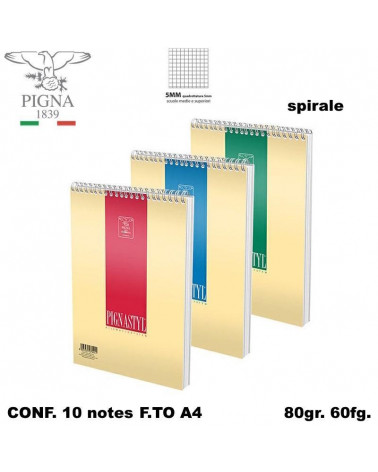 PIGNASTYL NOTES SPIRALE A4 60FG. BLOCCO-5MM-21X29.7 [10PZ]