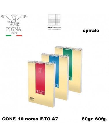 PIGNASTYL NOTES SPIRALE A7 60FG. BLOCCO-5MM-8X12 [10PZ]
