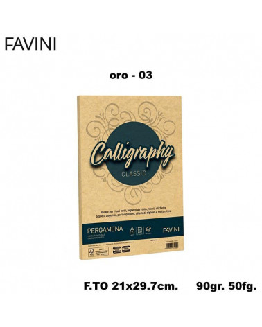 FAVINI PERGAMENA CALLIGRAPHY 90GR.50FG.A4 ORO 03
