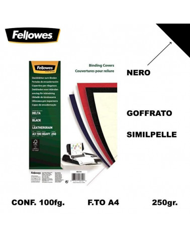 FELLOWES COVER A4 240gr.100fg.NERO-CARTONCINO RILEGARE