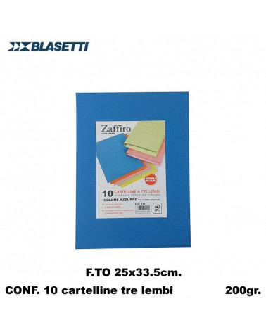 BLASETTI CARTELLE 3 LEMBI ZAFFIRO AZZURRO 0416 [10PZ]