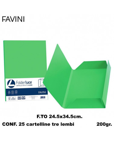 FAVINI CARTELLE 3 LEMBI VERDE [25PZ]