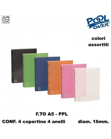 ARCHIVIA COPERTINA A5 POOL PPL ASSORTITE 4 ANELLI-016 98296 [4PZ]