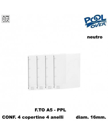 ARCHIVIA COPERTINA A5 POOL PPL TRASPARENTI 4 ANELLI-016 98378 [4PZ]
