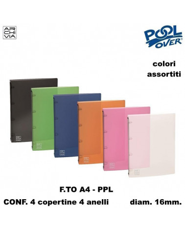 ARCHIVIA COPERTINA A4 POOL PPL ASSORTITE 4 ANELLI-016 95597 [4PZ]