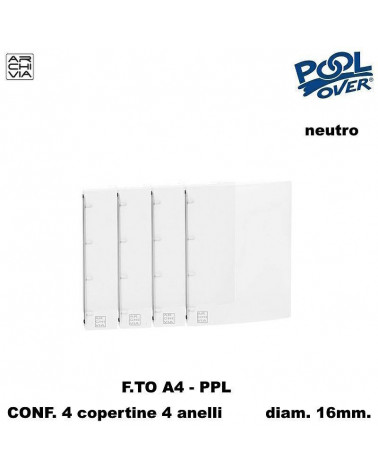 ARCHIVIA COPERTINA A4 POOL PPL TRASPARENTI 4 ANELLI-016 98377 [4PZ]