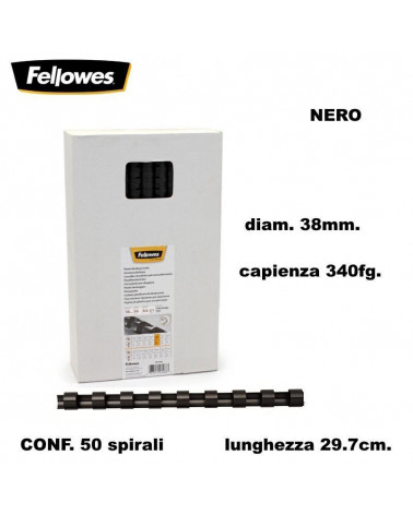 FELLOWES SPIRALI DIAM.38 50PZ.NERO RILEGARE