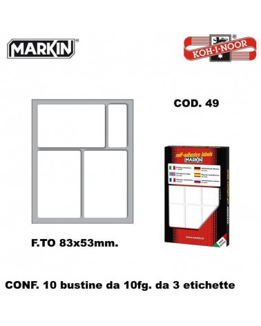 MARKIN ETICHETTE ADESIVE 10CF. 10FG. COD.49 83X53