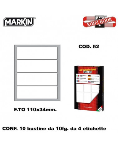 MARKIN ETICHETTE ADESIVE 10CF. 10FG. COD.52 110X34