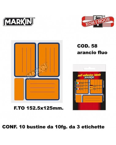 MARKIN ETICHETTE ADESIVE 10FG.10PZ. FLUO-83X53-ARANCIO