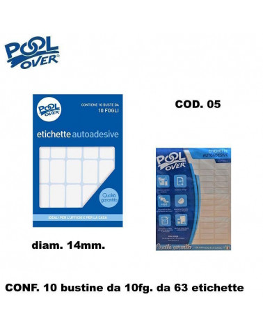 POOL OVER ETICHETTE ADESIVE 10CF. 10FG. COD.05 D.14