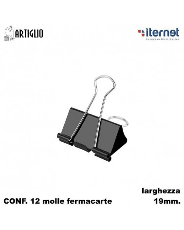 ITERNET MOLLA FERMACARTE 1.9CM.12PZ. 510/4-DOUBLE CLIPS