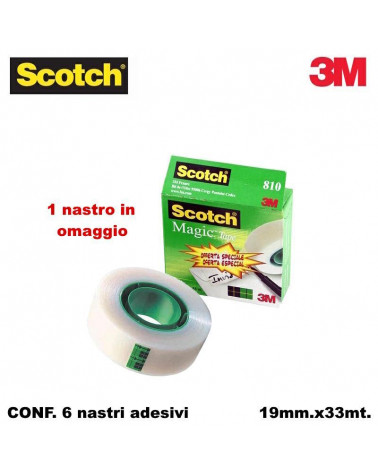 SCOTCH 3M NASTRO ADESIVO 19X33 MAGIC 810 INVISIBILE 5+1