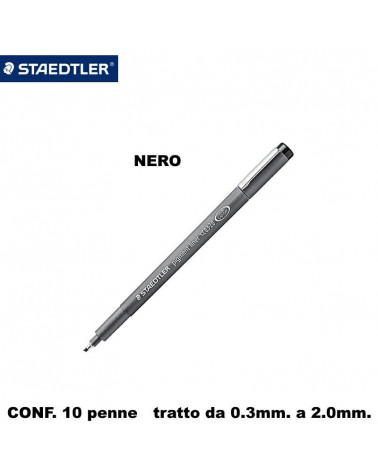 STAEDTLER FINELINER MARS GRAPHIC  PIGMENT LINER NERO SCALP[10PZ]