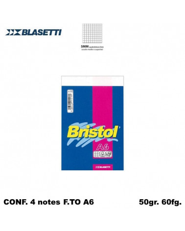 BLASETTI NOTES BRISTOL A6 5MM 60FG.4PZ. BLISTER 1056