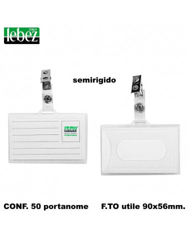 LEBEZ PORTANOME 90X56MM.50PZ.CLIP RIGIDO-BADGE