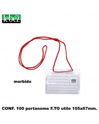 LEBEZ PORTANOME 105X67MM.100PZ.ROSSO CORDONCINO-BADGE
