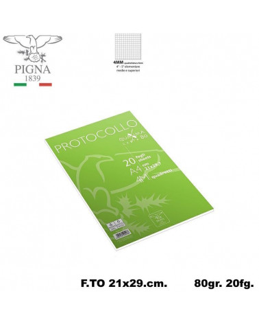 PIGNA PROTOCOLLO 80GR.A4 20FG. 4MM