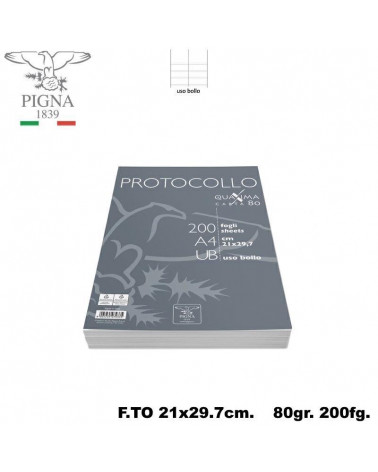 PIGNA PROTOCOLLO 80GR.A4 200FG.USO BOLLO