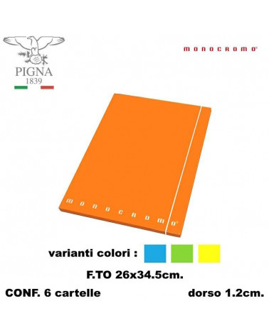 MONOCROMO CARTELLA CON ELASTICO A4 D.1,2 FLUO [6PZ]