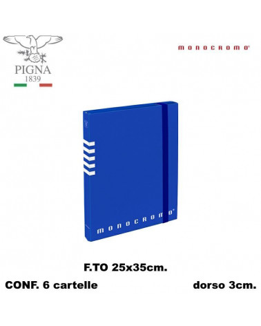 MONOCROMO CARTELLA CON ELASTICO A4 DORSO 3 BLU [6PZ]