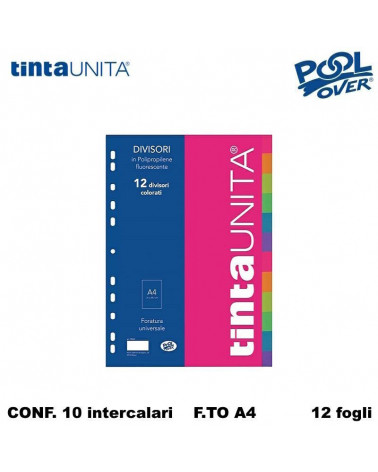 TINTA UNITA INTERCALARE DIVISORIO A4 12TASTI PPL 98669 [10PZ]