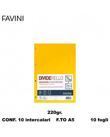 FAVINI INTERCALARE A5 10TASTI  DIVIDERELLO-CARTONCINO [10PZ]