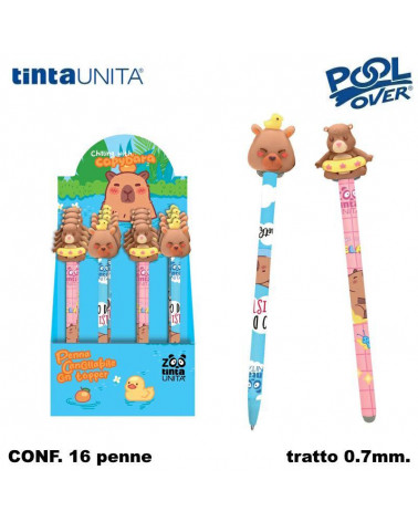 TINTA UNITA CAPIBARA ESP 16 PENNA CANCELLABILE 0,7 TAPPO INK BLU