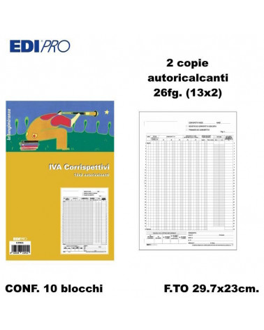 EDIPRO REGISTRO CORRISPETTIVI A4 12 MESI 29.7x23 E2104A [10PZ]