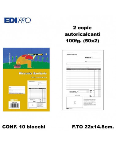 EDIPRO RICEVUTE SANITARIE 22x14.8 2C. E5275CN [10PZ]