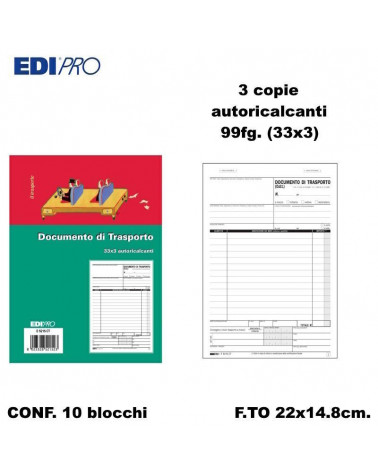 EDIPRO DDT 22x14.8 3C. E5215CT-DOCUMENTO TRASPORTO [10PZ]