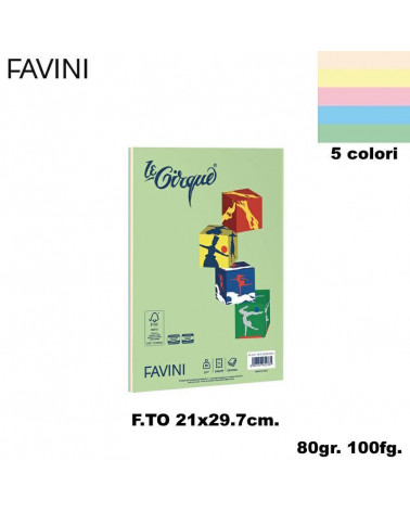 FAVINI CARTA A4 80gr.100fg.LE CIRQUE TENUE-ASSORTITA-FOTOCOPIE