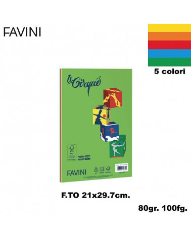 FAVINI CARTA A4 80gr.100fg.LE CIRQUE FORTE-ASSORTITA-FOTOCOPIE
