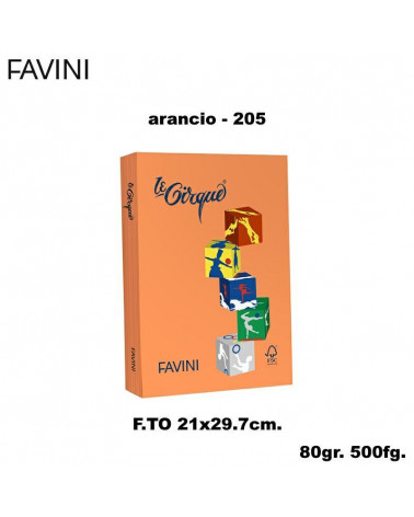 FAVINI CARTA A4 80gr.500fg.LE CIRQUE ARANCIO-FORTE-FOTOCOPIE