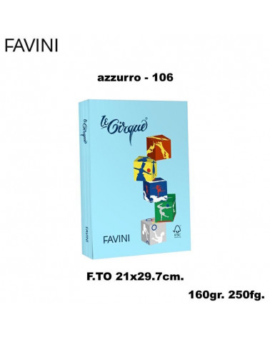 FAVINI CARTA A4 160gr.250fg.LE CIRQUE AZZURRO-TENUE-FOTOCOPIE