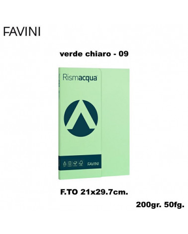 FAVINI RISMACQUA SMALL A4 200gr.50fg.VERDE CHIARO-FOTOCOPIE