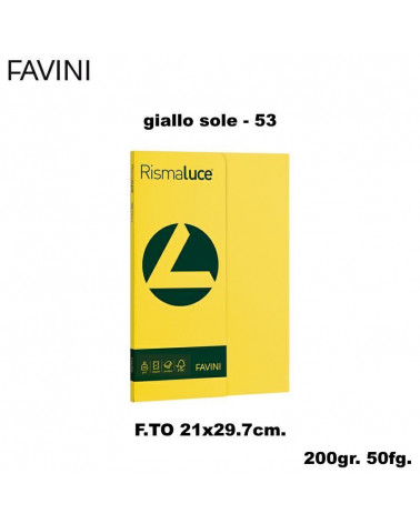 FAVINI RISMALUCE SMALL A4 200gr.50fg.GIALLO SOLE-FOTOCOPIE
