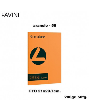 FAVINI RISMALUCE SMALL A4 200gr.50fg.ARANCIO-FOTOCOPIE