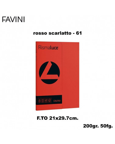 FAVINI RISMALUCE SMALL A4 200gr.50fg.SCARLATTO-FOTOCOPIE