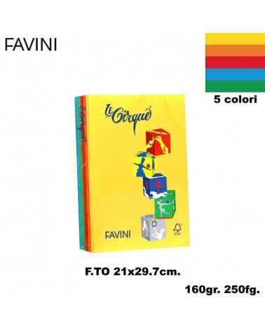 FAVINI CARTA A4 160gr.250fg.LE CIRQUE FORTE-ASSORTITA-FOTOCOPIE
