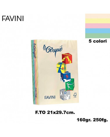 FAVINI CARTA A4 160gr.250fg.LE CIRQUE TENUE-ASSORTITA-FOTOCOPIE