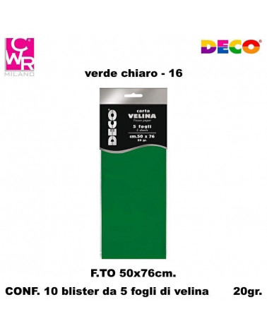 CWR VELINA COLORATA 5FG.50X76 VERDE CHIARO [10PZ]