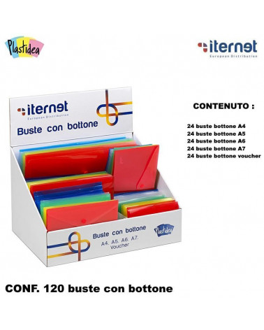 ITERNET BUSTE BOTTONE TRASPARENTI 120PZ