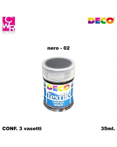 CWR COLORE PER STOFFA FLACONE NERO 02 35ml. [3PZ]