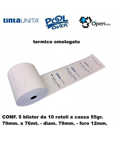 TINTA UNITA ROTOLO 79mm.76mt. TERMICO OMOLOGATO 55gr. [50PZ]