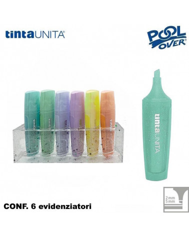TINTA UNITA EVIDENZIATORE GLITTER PASTEL PALETTE SET 6col.